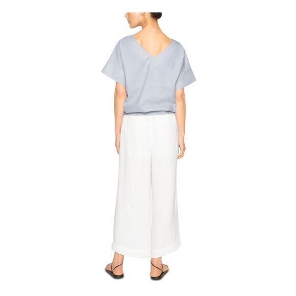 B NEW YORK Womens Blue Pinstripe Dolman Sleeve Boat Neck Crop Top XL - Picture 2 of 4